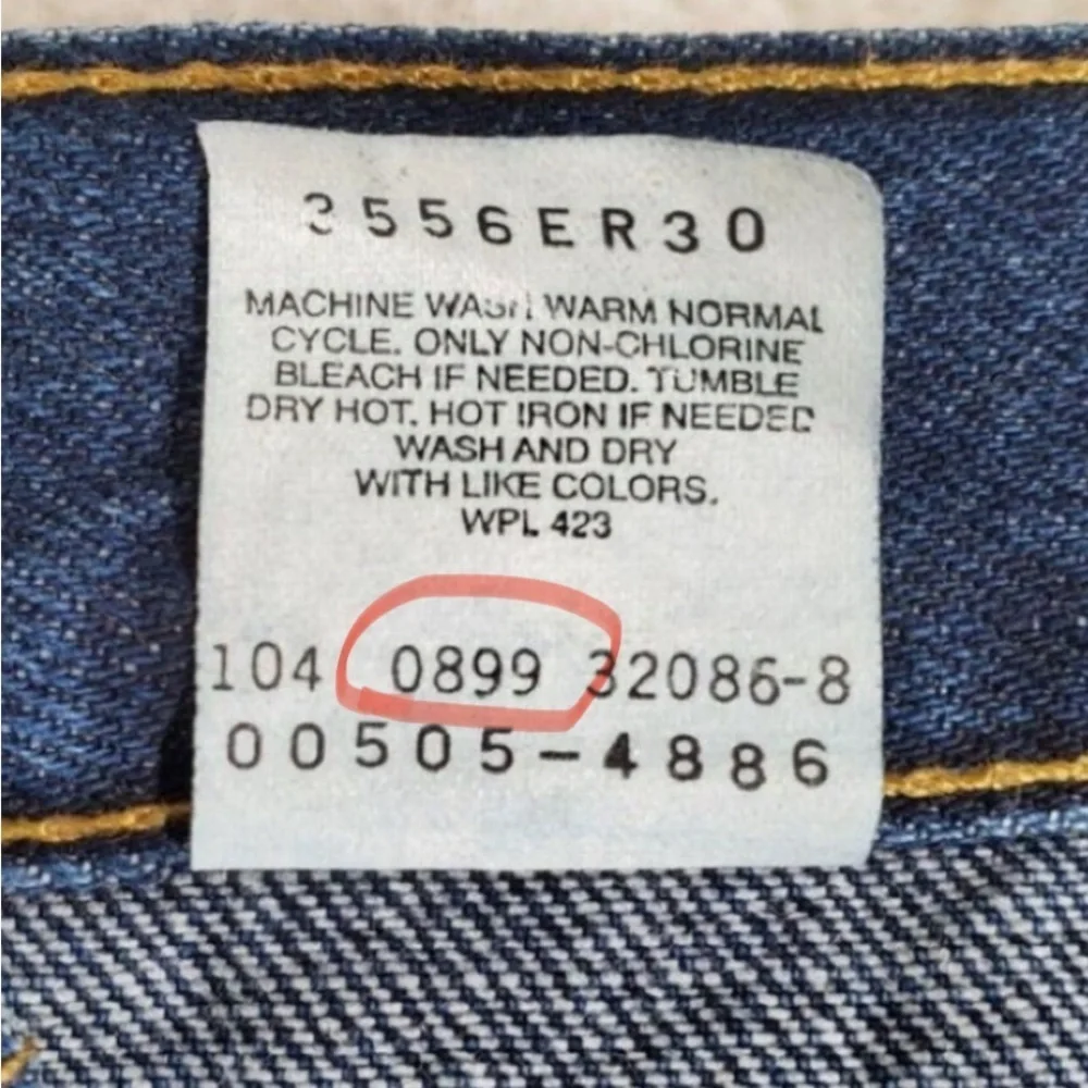 Vtg Y2K Levis 505 Blue Jeans Men 34x32 (32x33) Regular Straight Dark Wash 08/99 - Picture 5 of 13